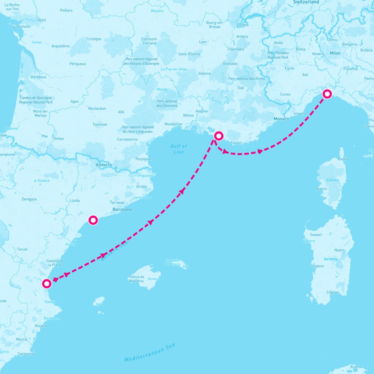 MSC Musica itinerary map for April 18, 2024 (3 nights)