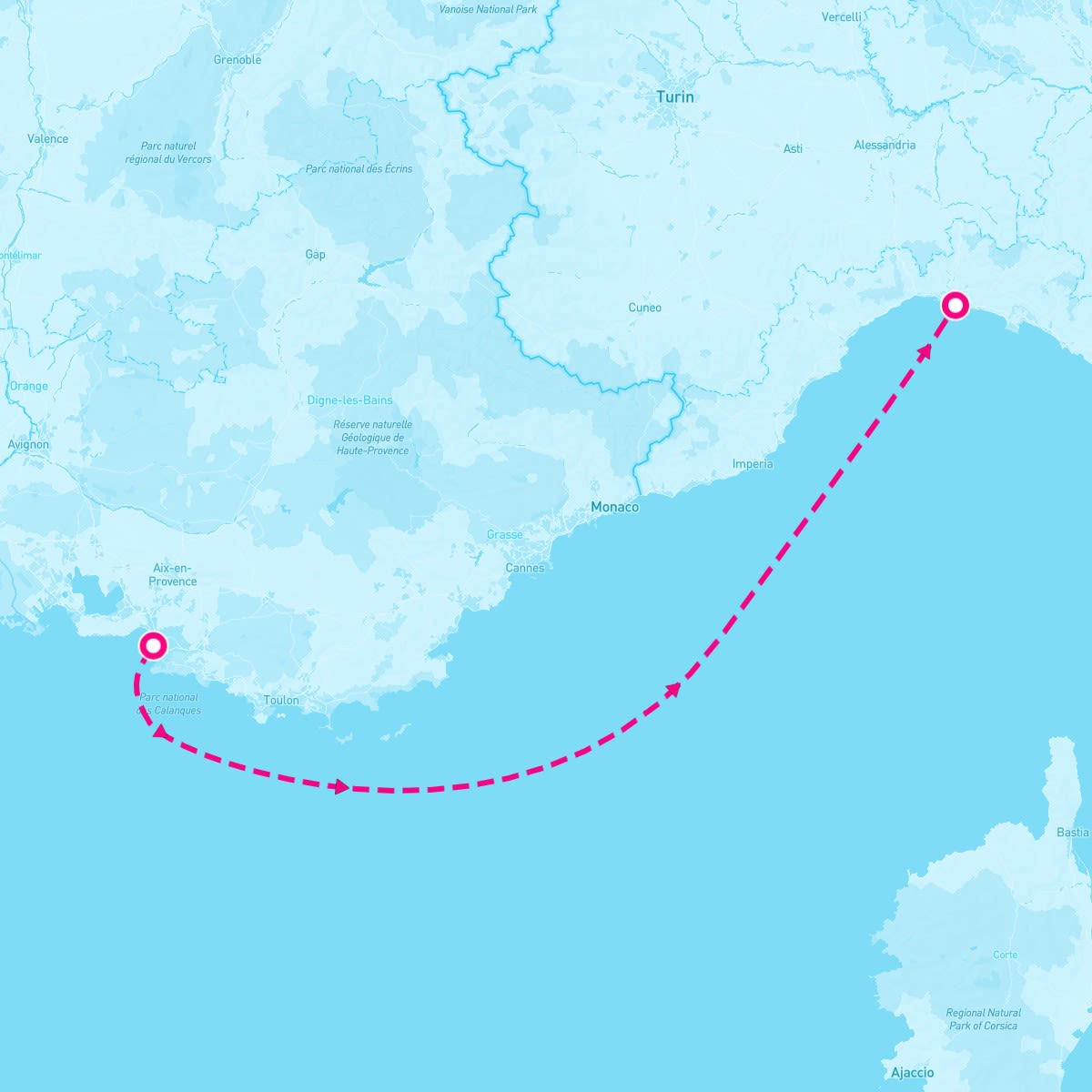 MSC Musica itinerary map for April 20, 2024 (1 nights)