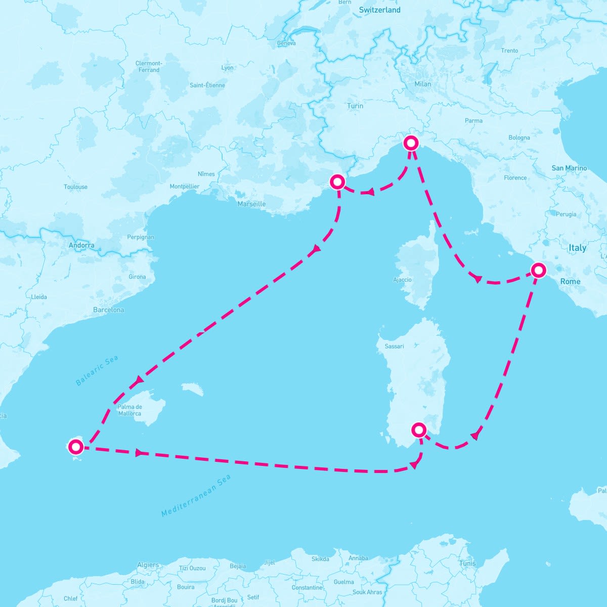 MSC Musica itinerary map for August 11, 2024 (7 nights)