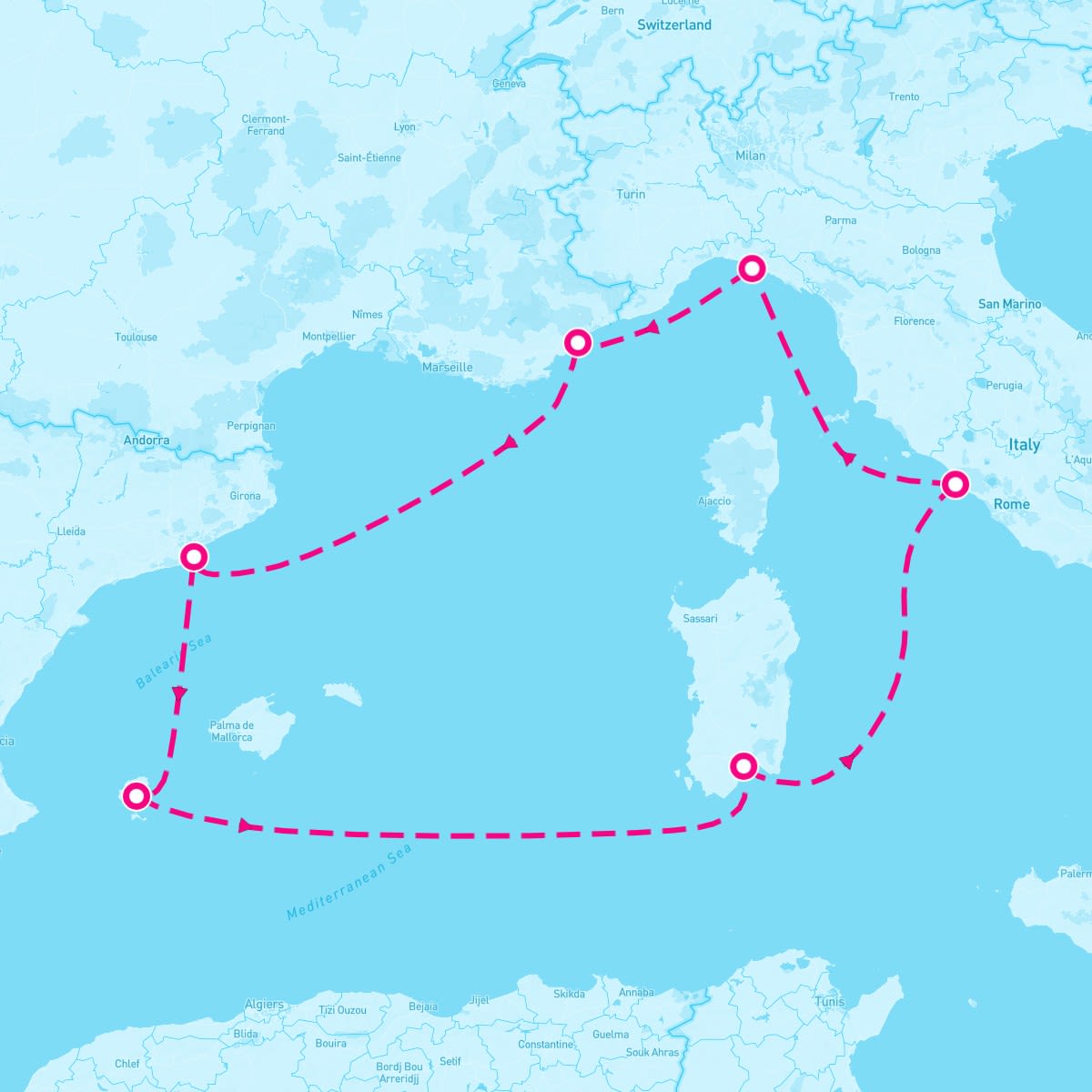 MSC Musica itinerary map for September 24, 2024 (7 nights)
