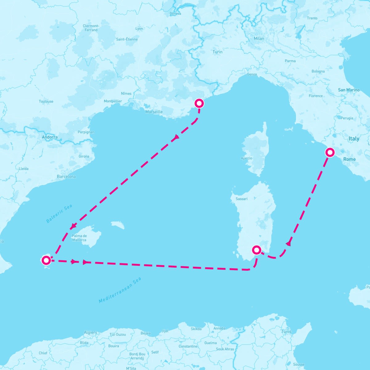 MSC Musica itinerary map for October 23, 2024 (5 nights)