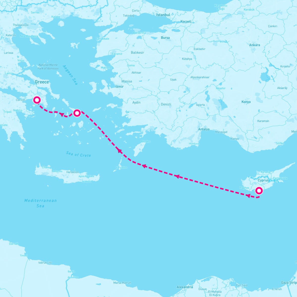 MSC Musica itinerary map for November 1, 2024 (3 nights)