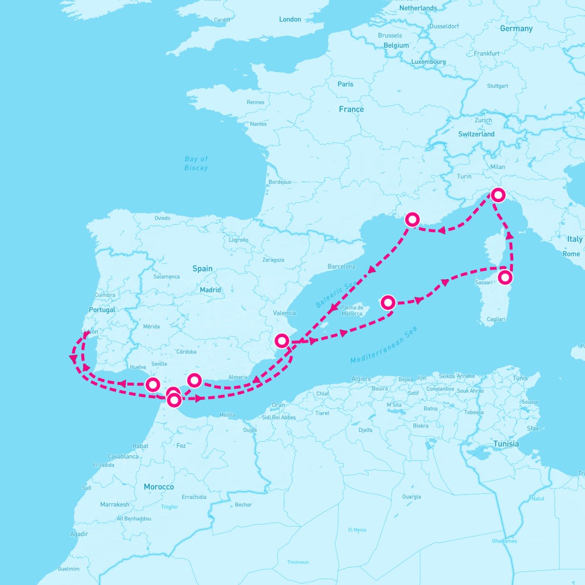 MSC Musica itinerary map for April 17, 2025 (10 nights)