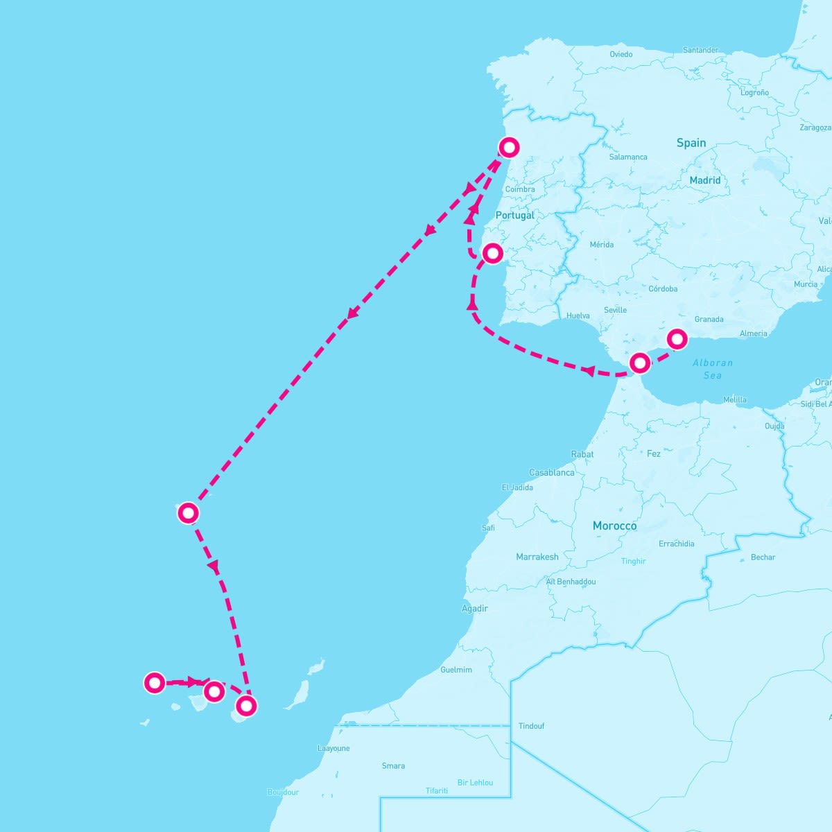 MSC Musica itinerary map for November 6, 2025 (10 nights)