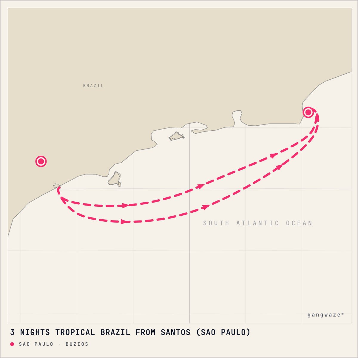 MSC Musica itinerary map for November 24, 2027 (3 nights)