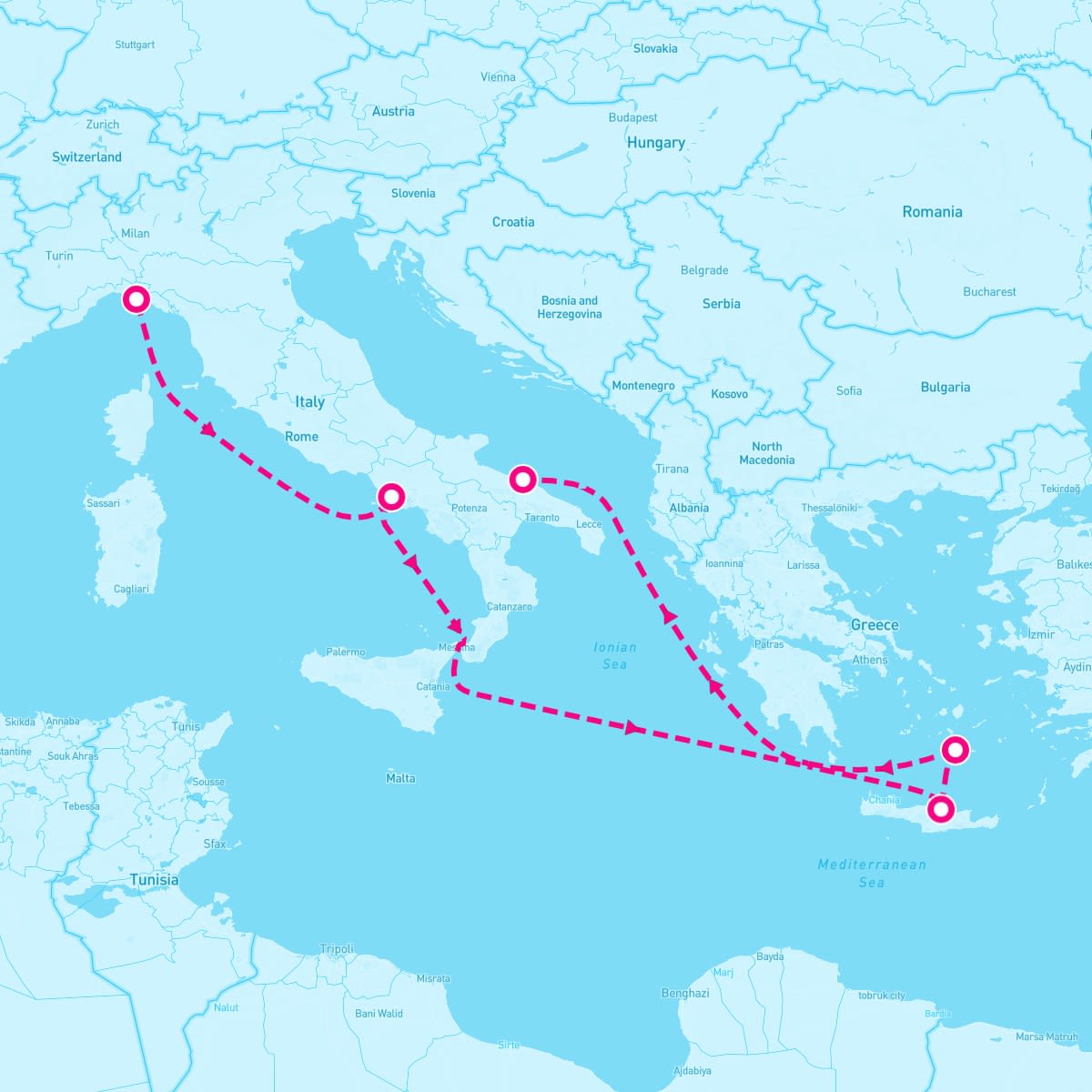 MSC Opera itinerary map for May 12, 2024 (6 nights)