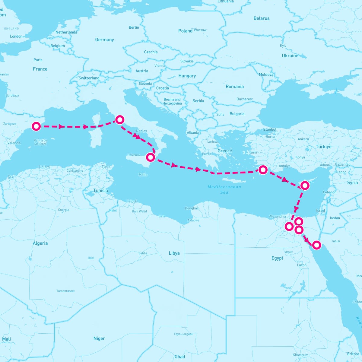 MSC Opera itinerary map for October 29, 2024 (11 nights)