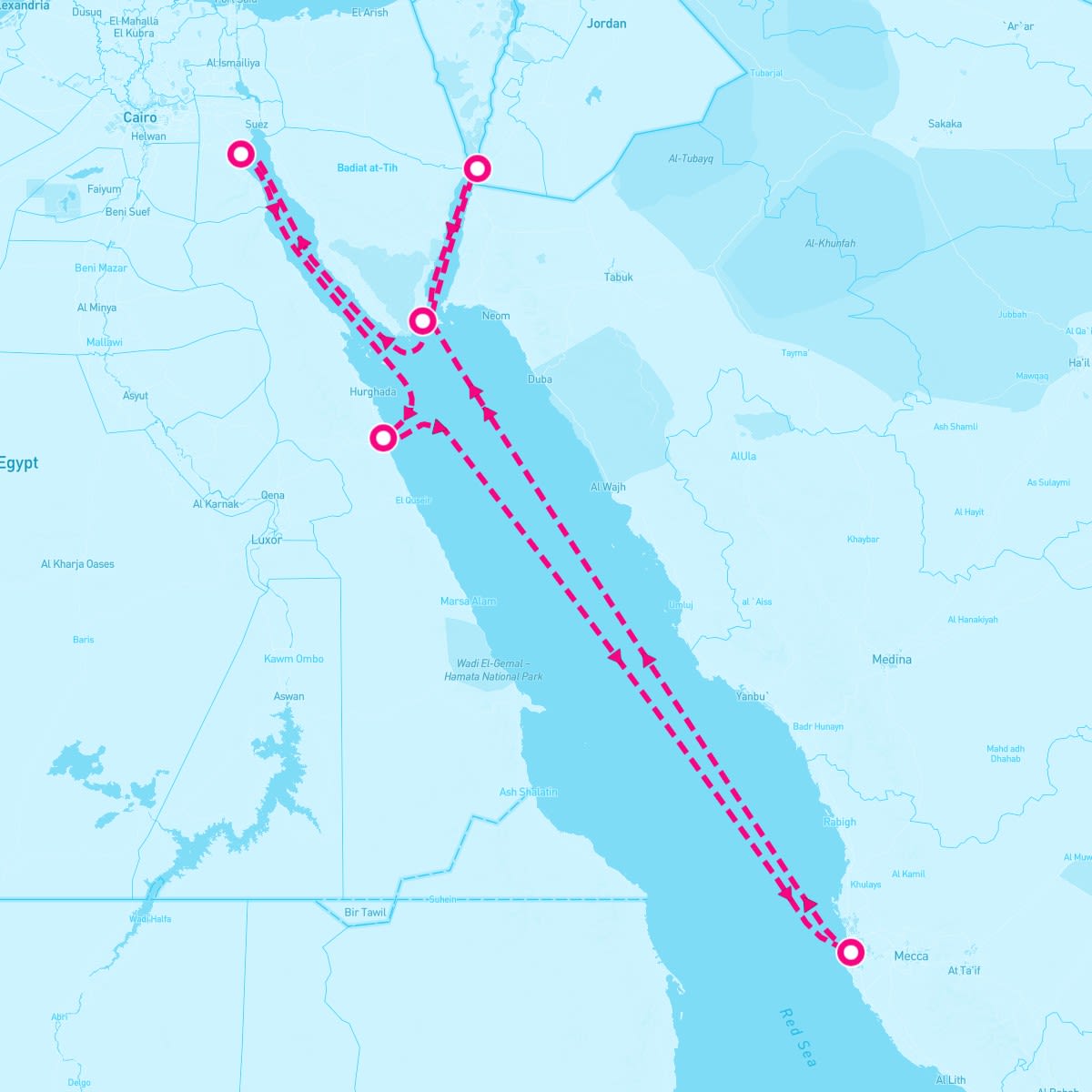 MSC Opera itinerary map for February 22, 2025