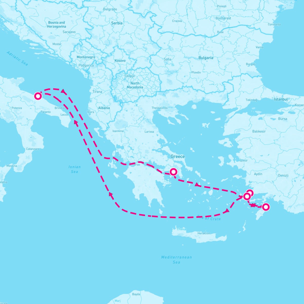 MSC Opera itinerary map for July 7, 2025 (7 nights)