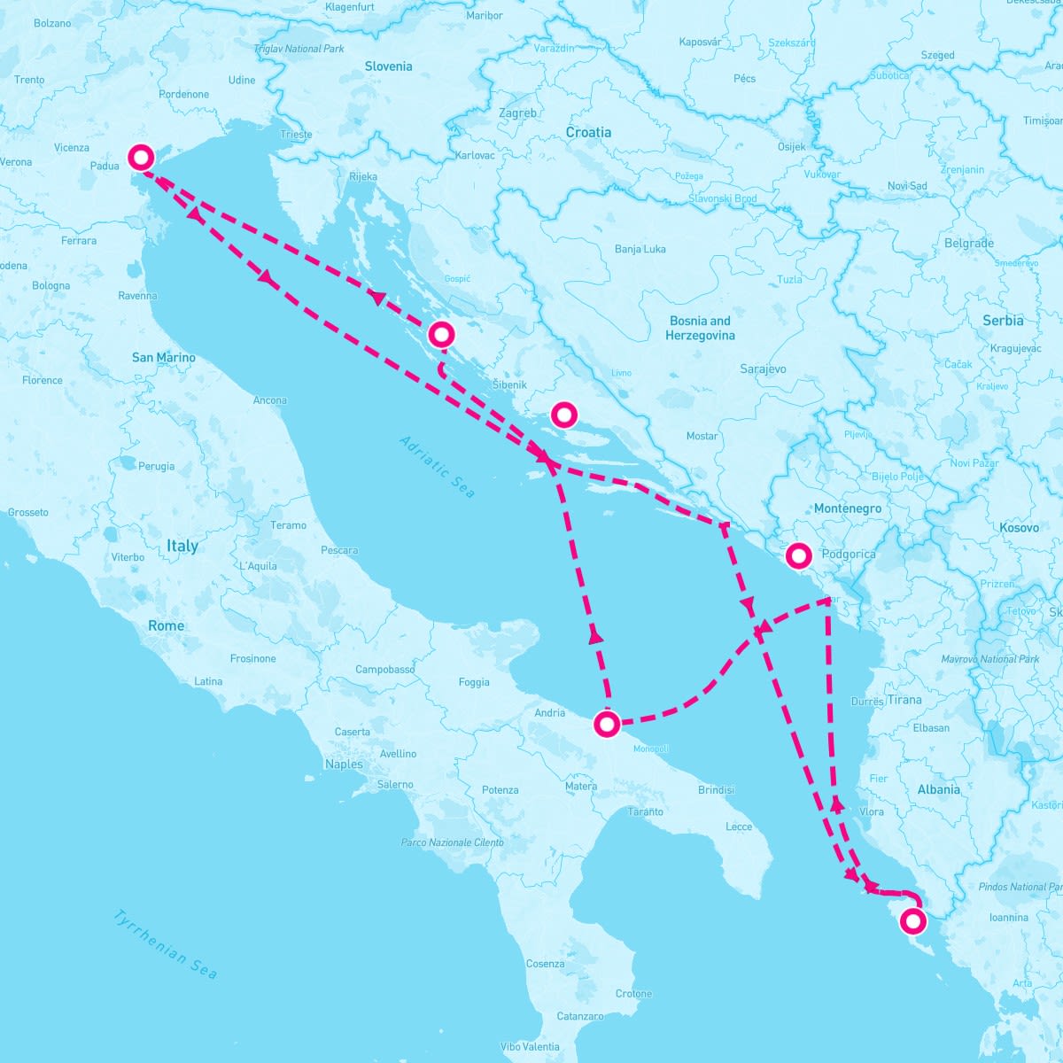 MSC Opera itinerary map for August 17, 2025 (7 nights)