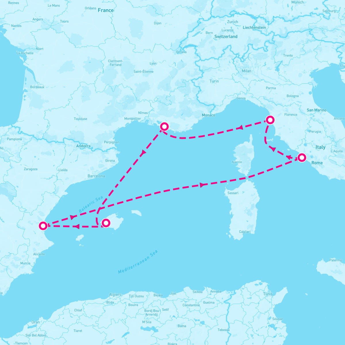 MSC Orchestra itinerary map for April 9, 2024 (6 nights)