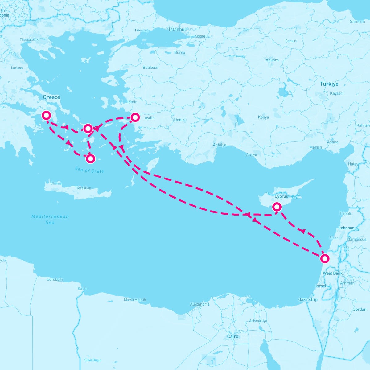 MSC Orchestra itinerary map for May 11, 2025 (7 nights)