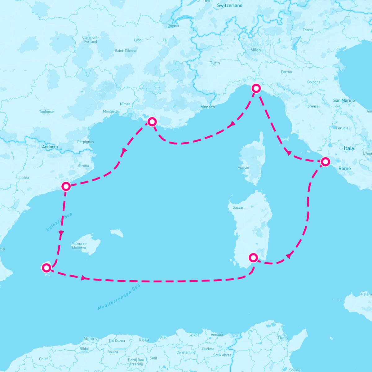 MSC Orchestra itinerary map for October 15, 2025 (7 nights)