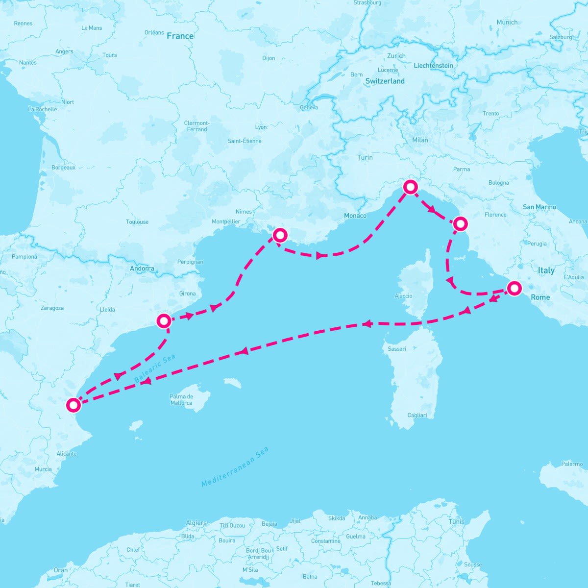 MSC Orchestra itinerary map for December 4, 2025 (7 nights)