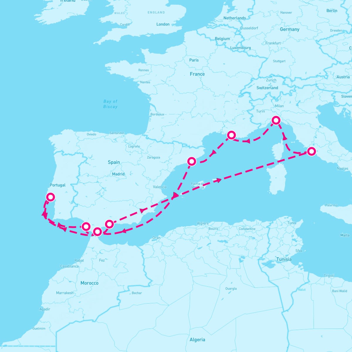 MSC Poesia itinerary map for December 28, 2023 (10 nights)