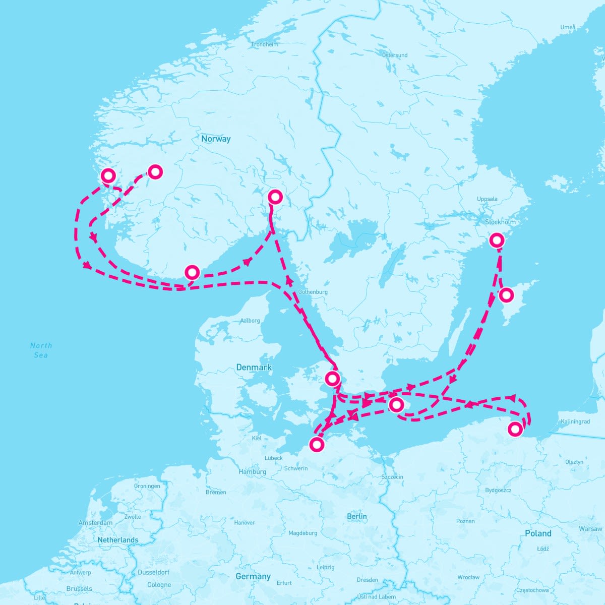 MSC Poesia itinerary map for May 24, 2024 (15 nights)