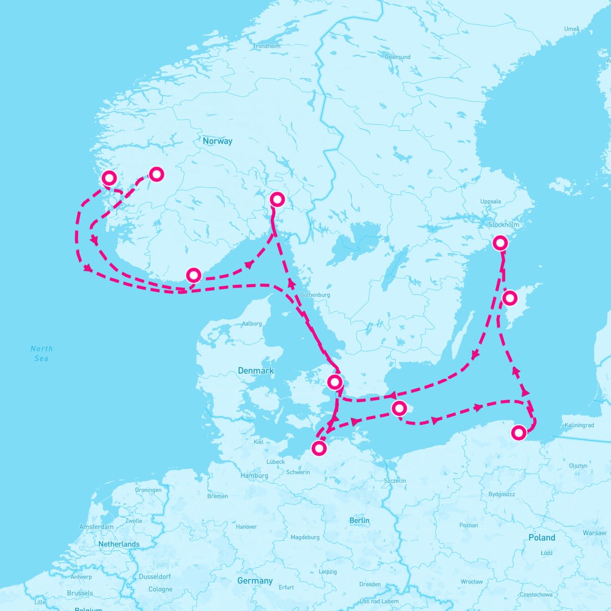 MSC Poesia itinerary map for June 8, 2024 (14 nights)