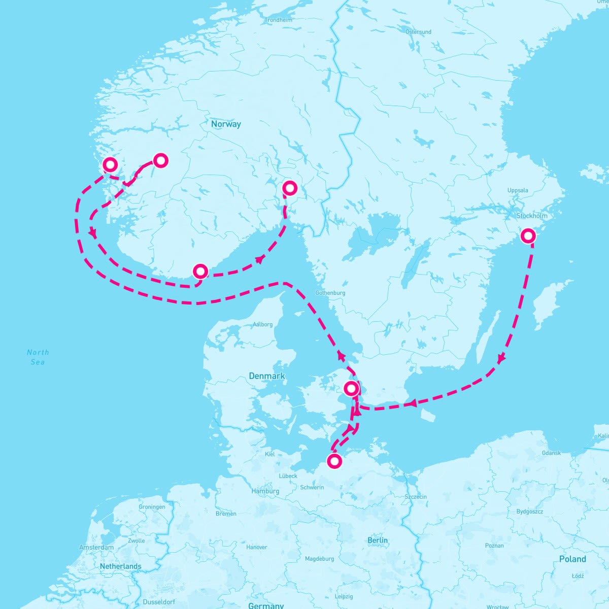 MSC Poesia itinerary map for June 13, 2024 (8 nights)
