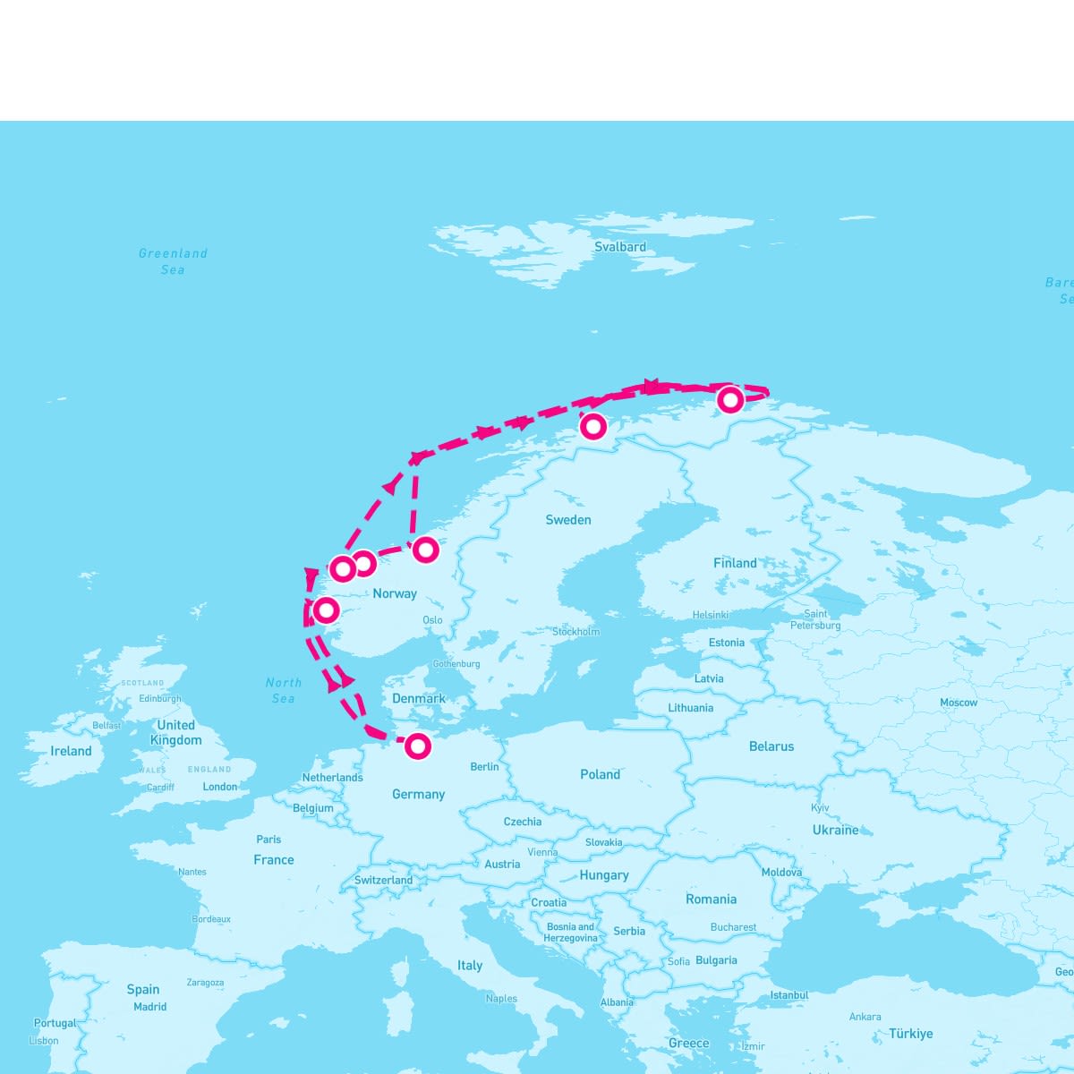 MSC Preziosa itinerary map for May 7, 2025 (11 nights)
