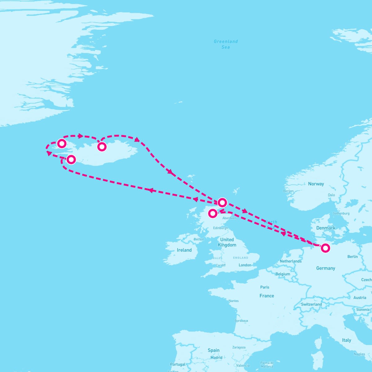 MSC Preziosa itinerary map for May 18, 2025 (11 nights)