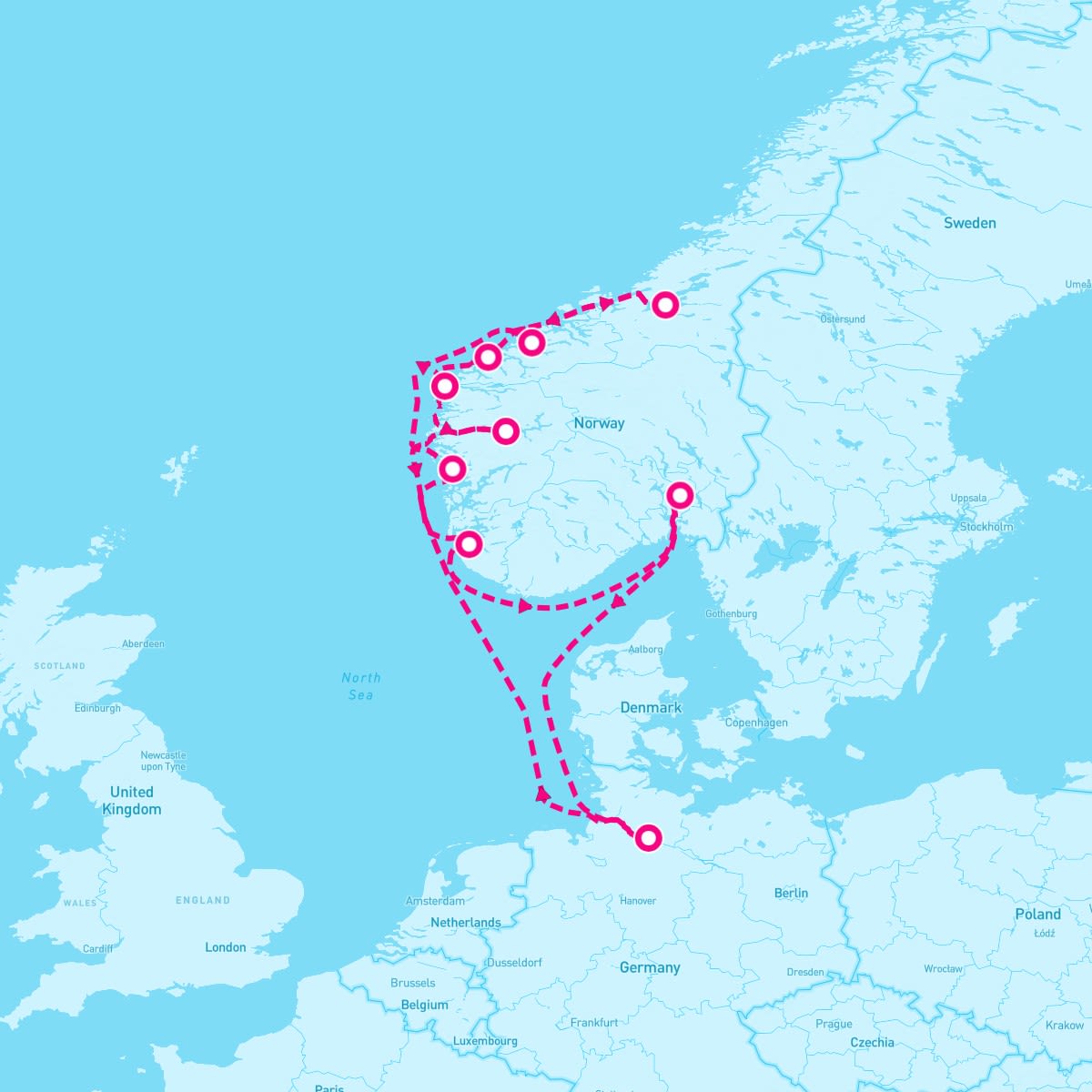 MSC Preziosa itinerary map for September 1, 2025 (13 nights)