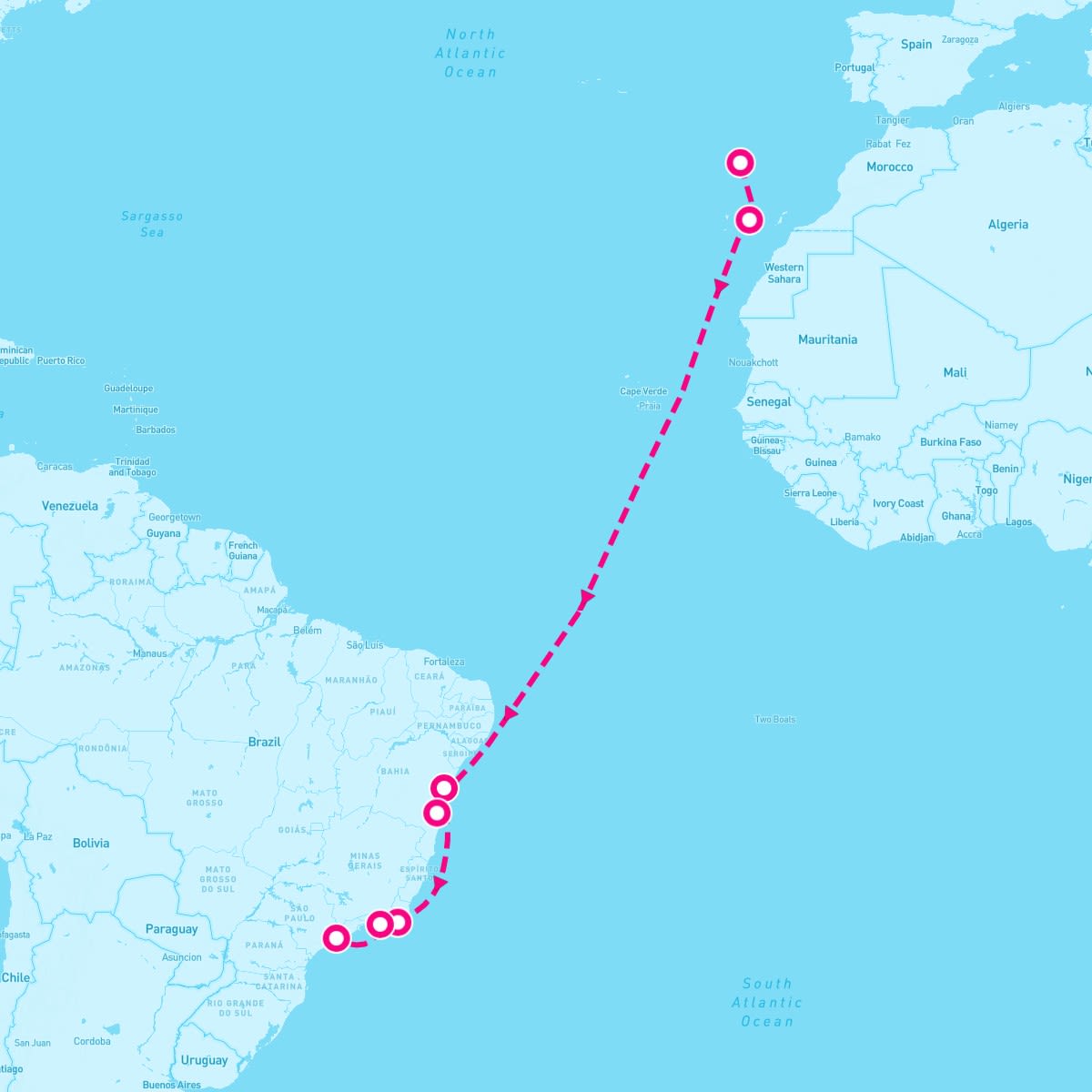 MSC Preziosa itinerary map for October 13, 2025 (13 nights)