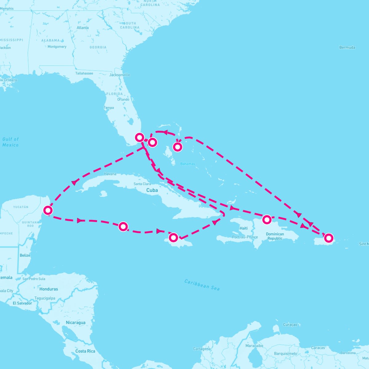 MSC Seascape itinerary map for July 6, 2024 (14 nights)