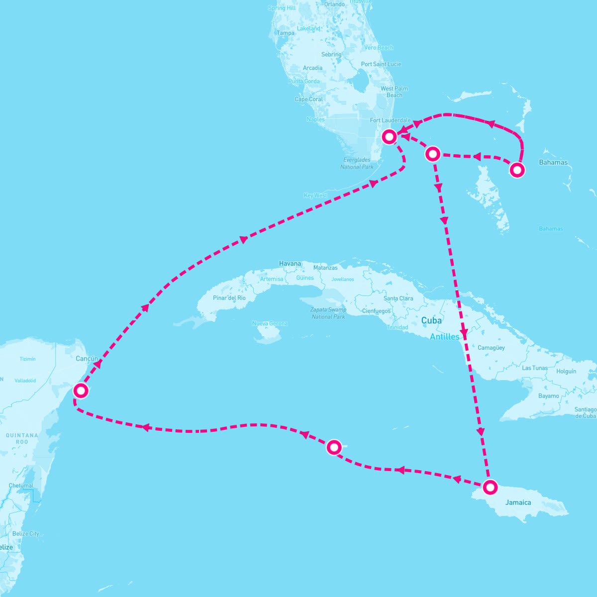 MSC Seascape itinerary map for April 5, 2025 (12 nights)