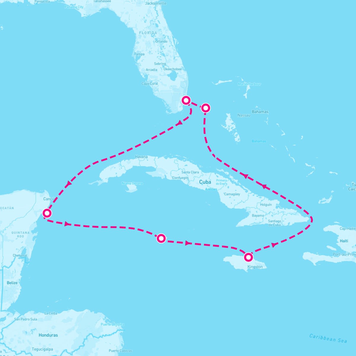 MSC Seascape itinerary map for September 14, 2025 (7 nights)