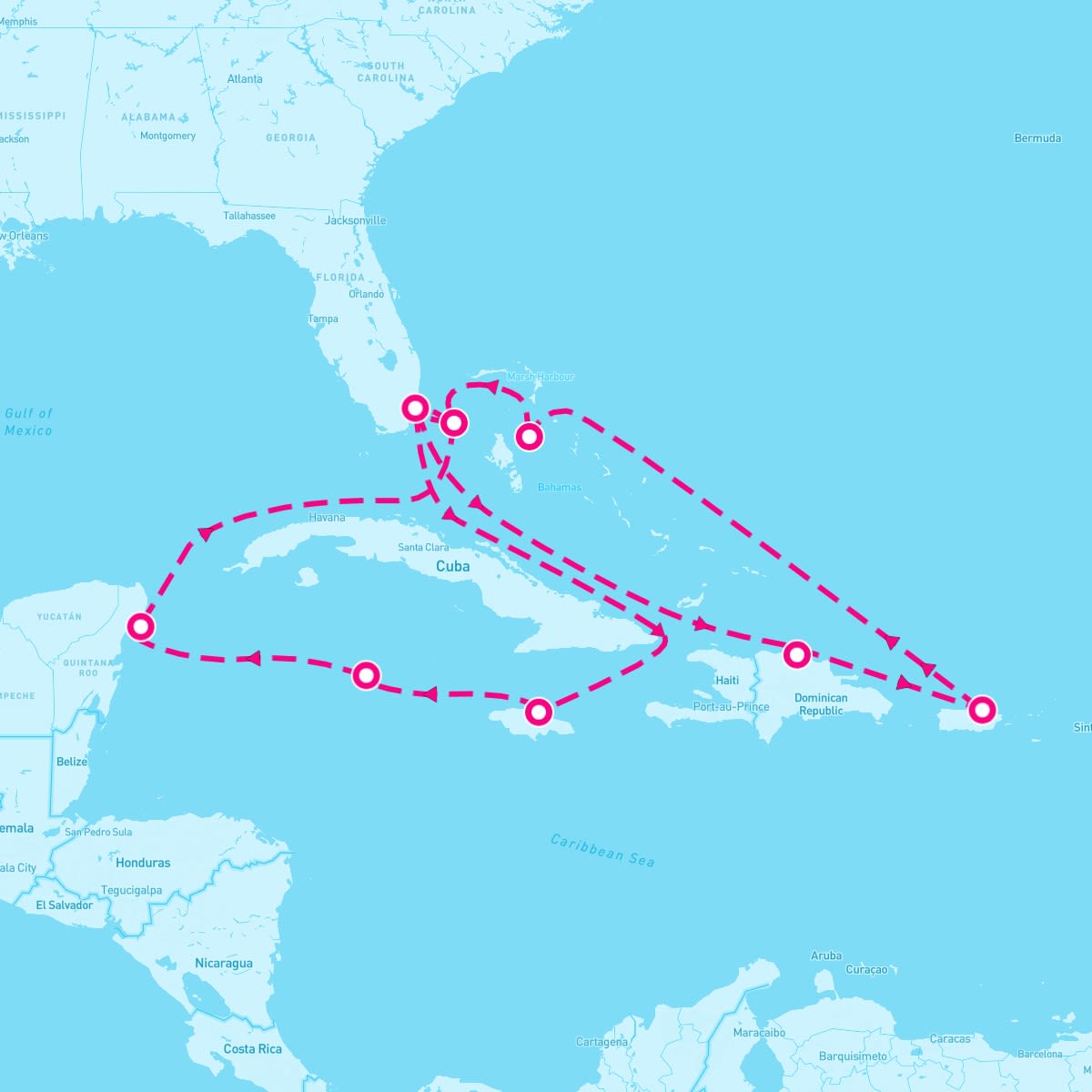 MSC Seascape itinerary map for September 28, 2025 (14 nights)