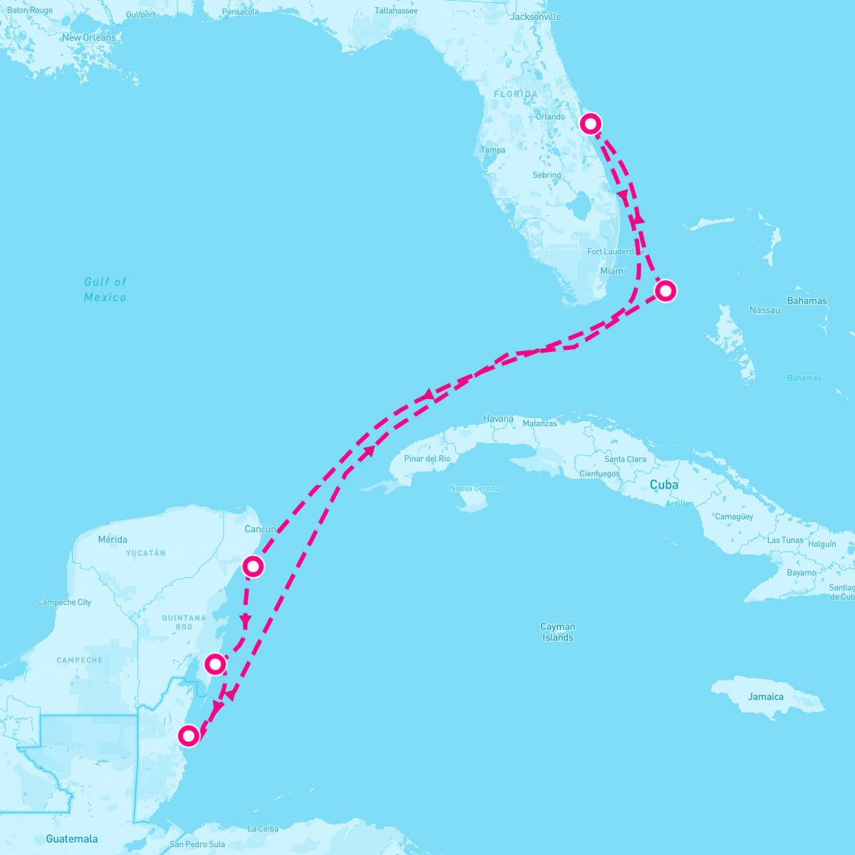MSC Seashore itinerary map for December 22, 2023 (7 nights)