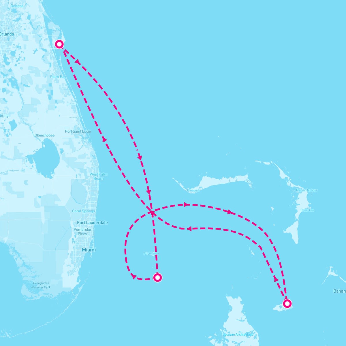 MSC Seashore itinerary map for January 14, 2024 (4 nights)