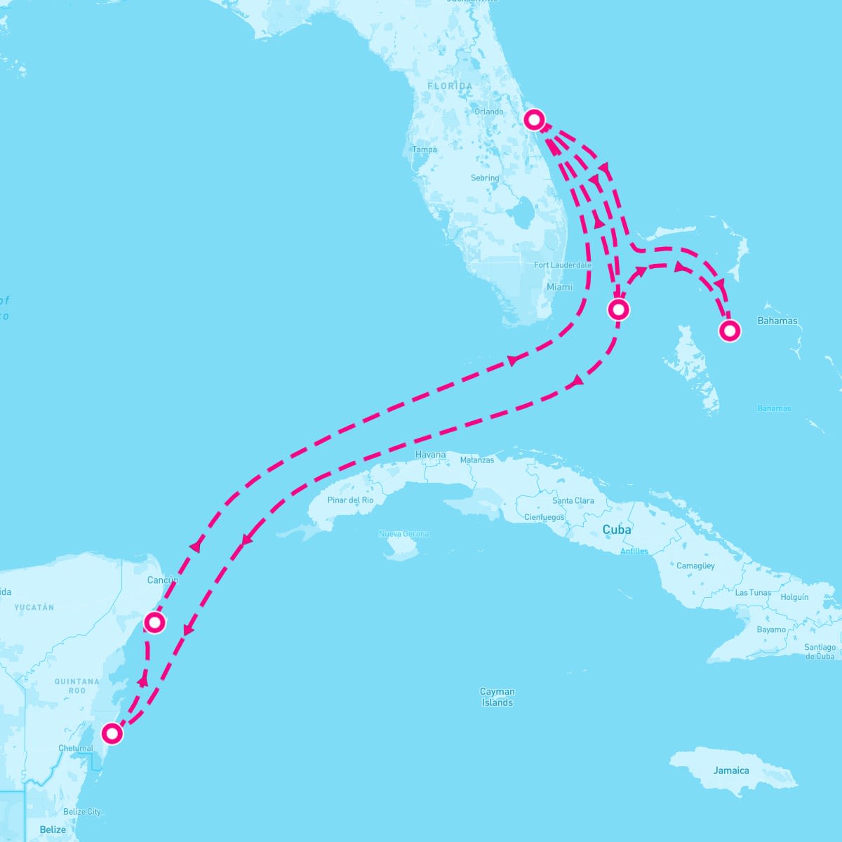 MSC Seashore itinerary map for March 3, 2024 (11 nights)