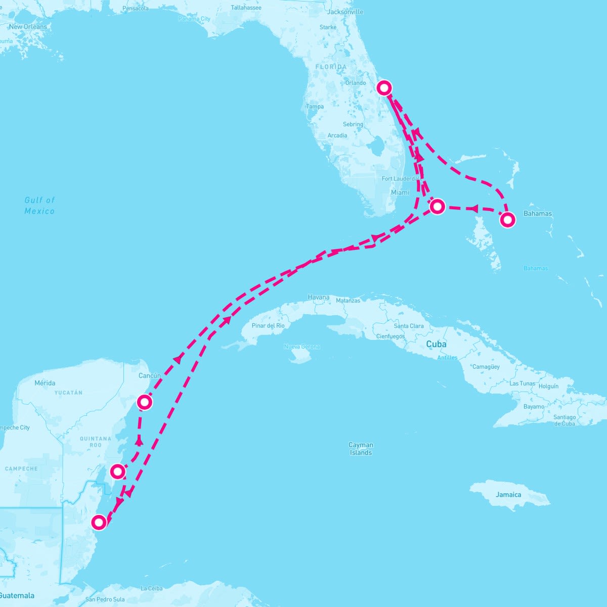 MSC Seashore itinerary map for March 14, 2024 (10 nights)