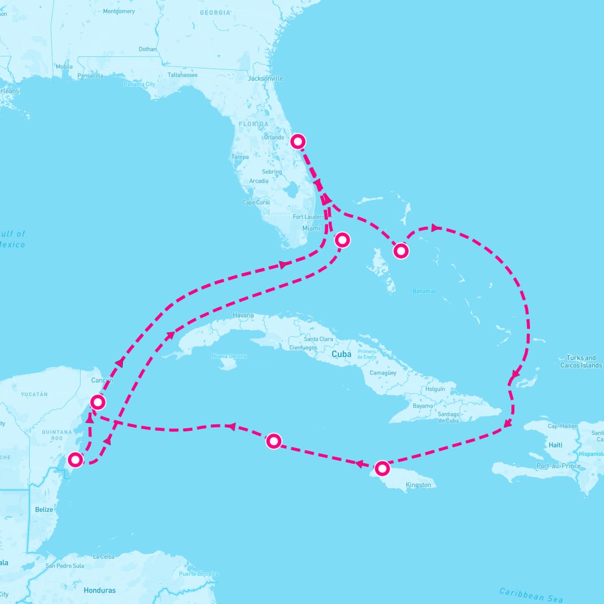 MSC Seashore itinerary map for May 19, 2024 (14 nights)