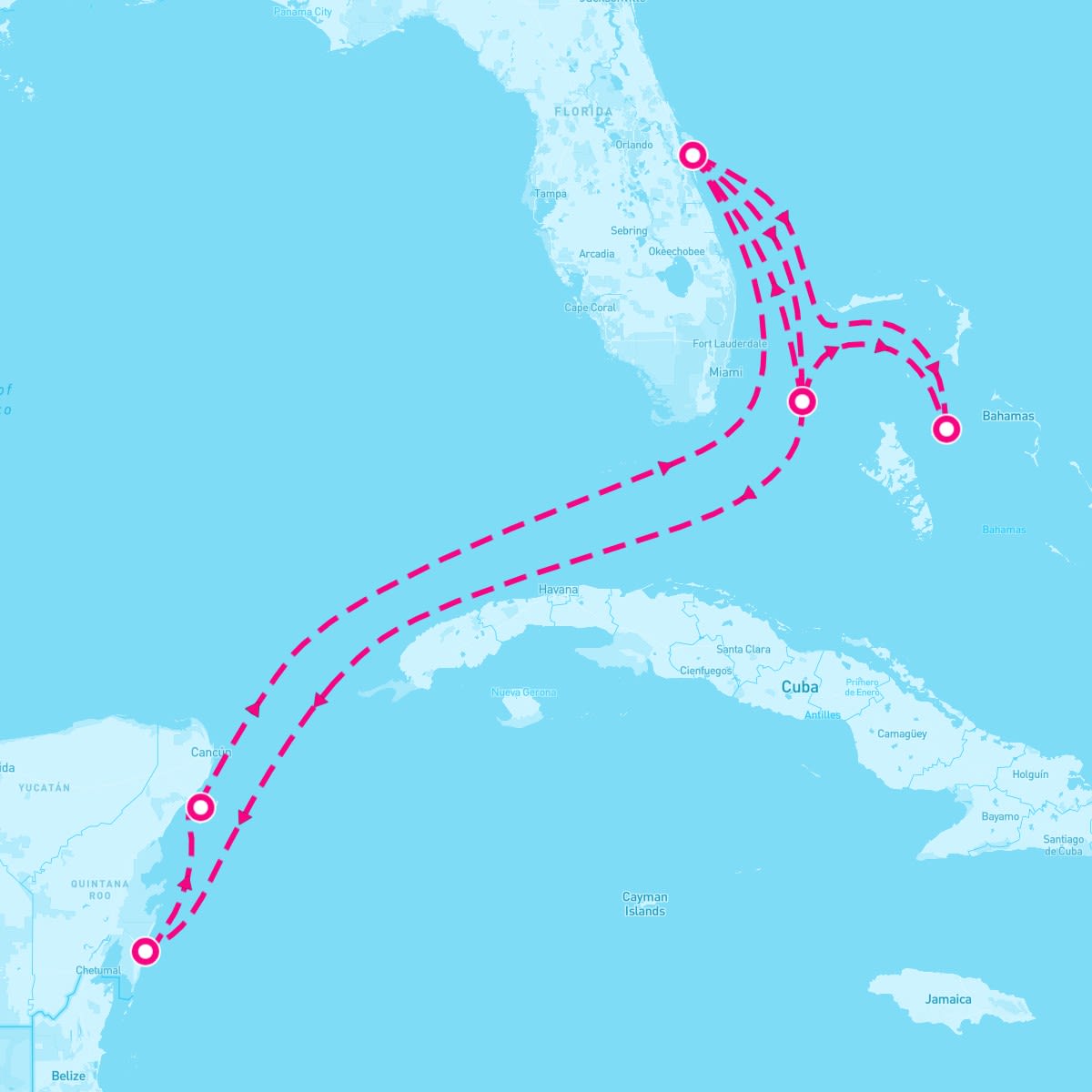 MSC Seashore itinerary map for June 23, 2024 (11 nights)