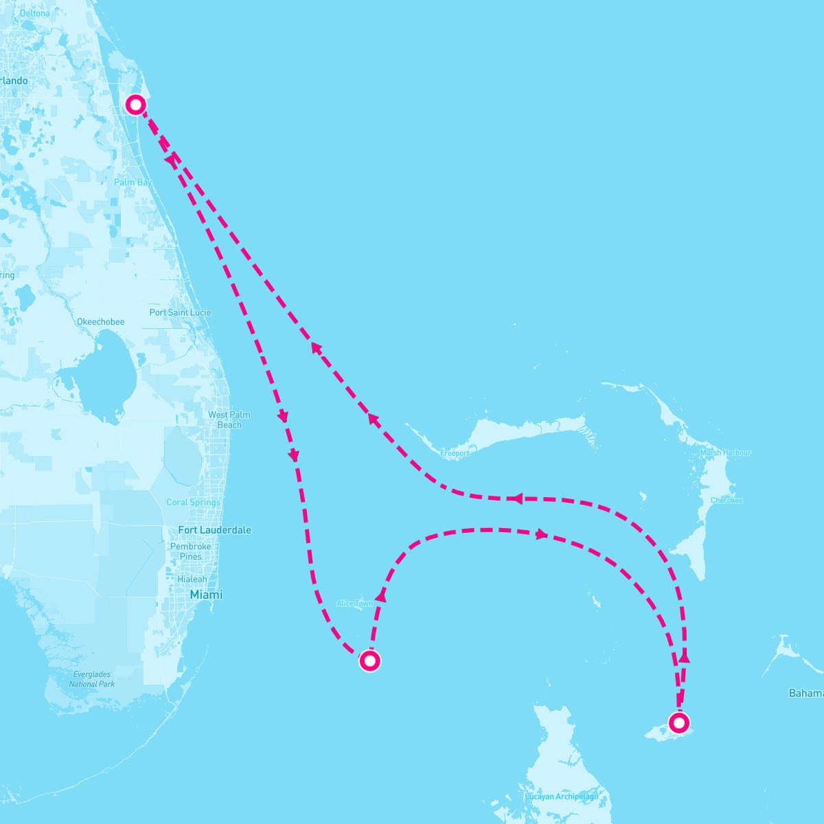MSC Seashore itinerary map for February 9, 2025 (4 nights)
