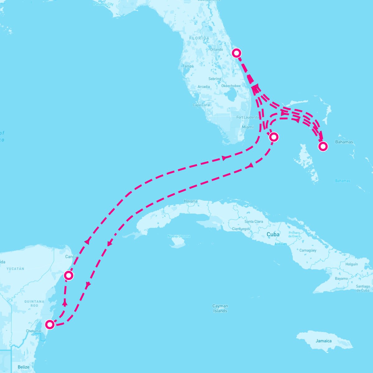 MSC Seashore itinerary map for February 16, 2025 (11 nights)