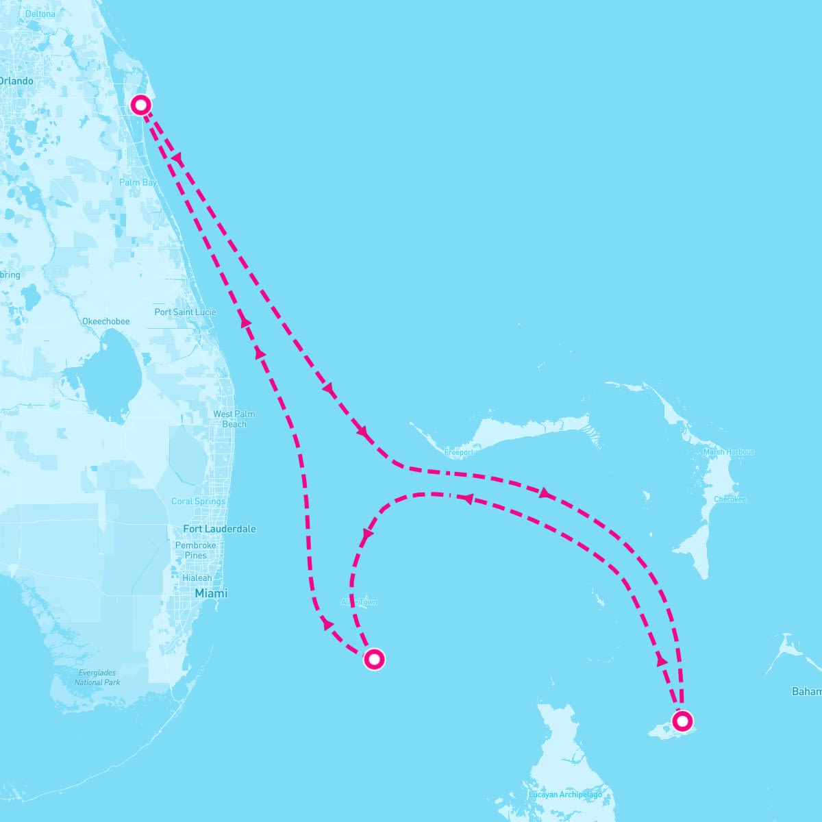 MSC Seashore itinerary map for July 3, 2025 (3 nights)