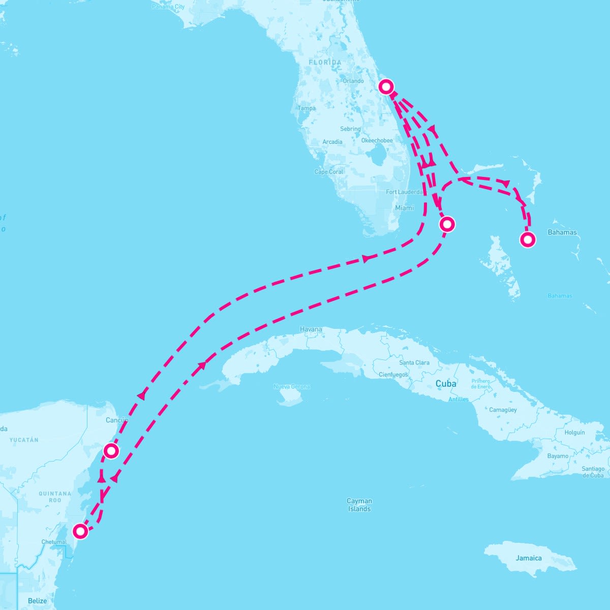 MSC Seashore itinerary map for August 28, 2025 (10 nights)