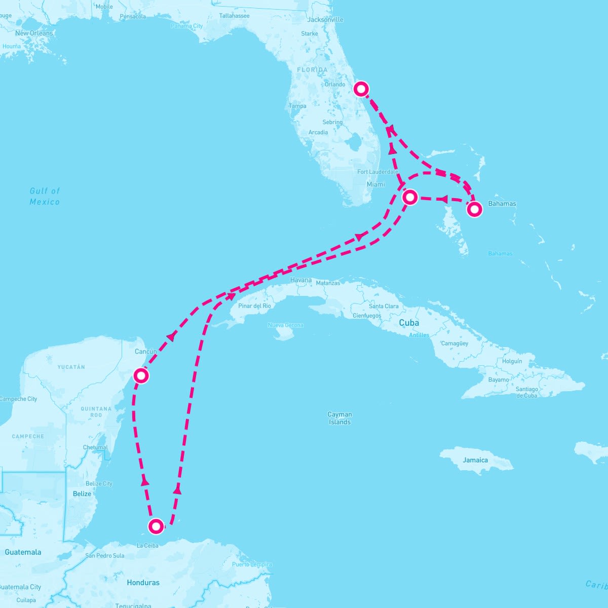 MSC Seashore itinerary map for November 13, 2025 (10 nights)