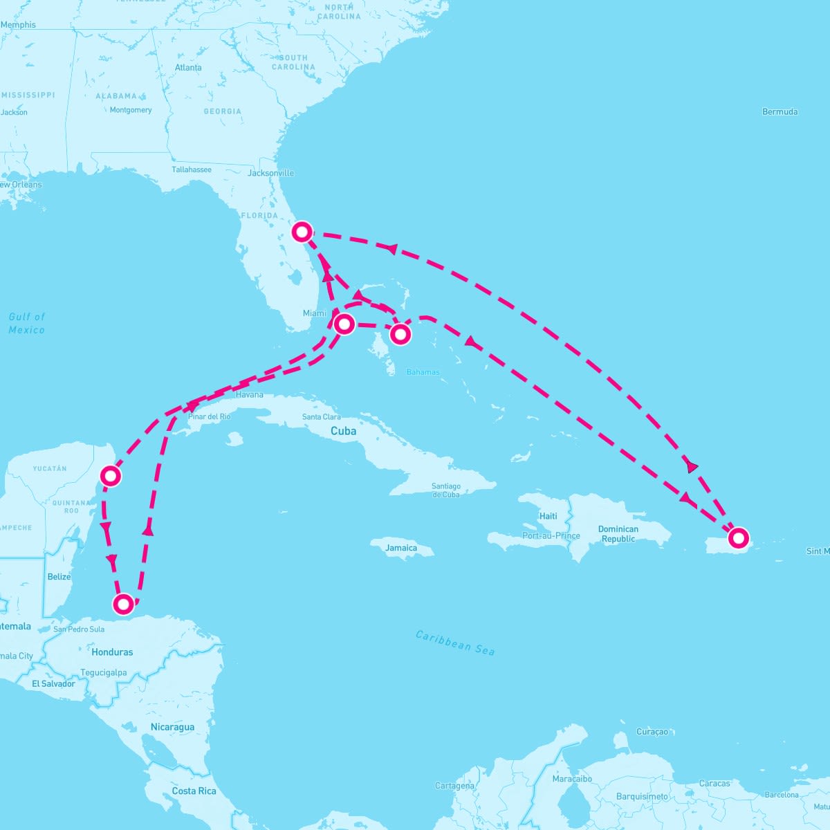 MSC Seashore itinerary map for November 16, 2025 (14 nights)