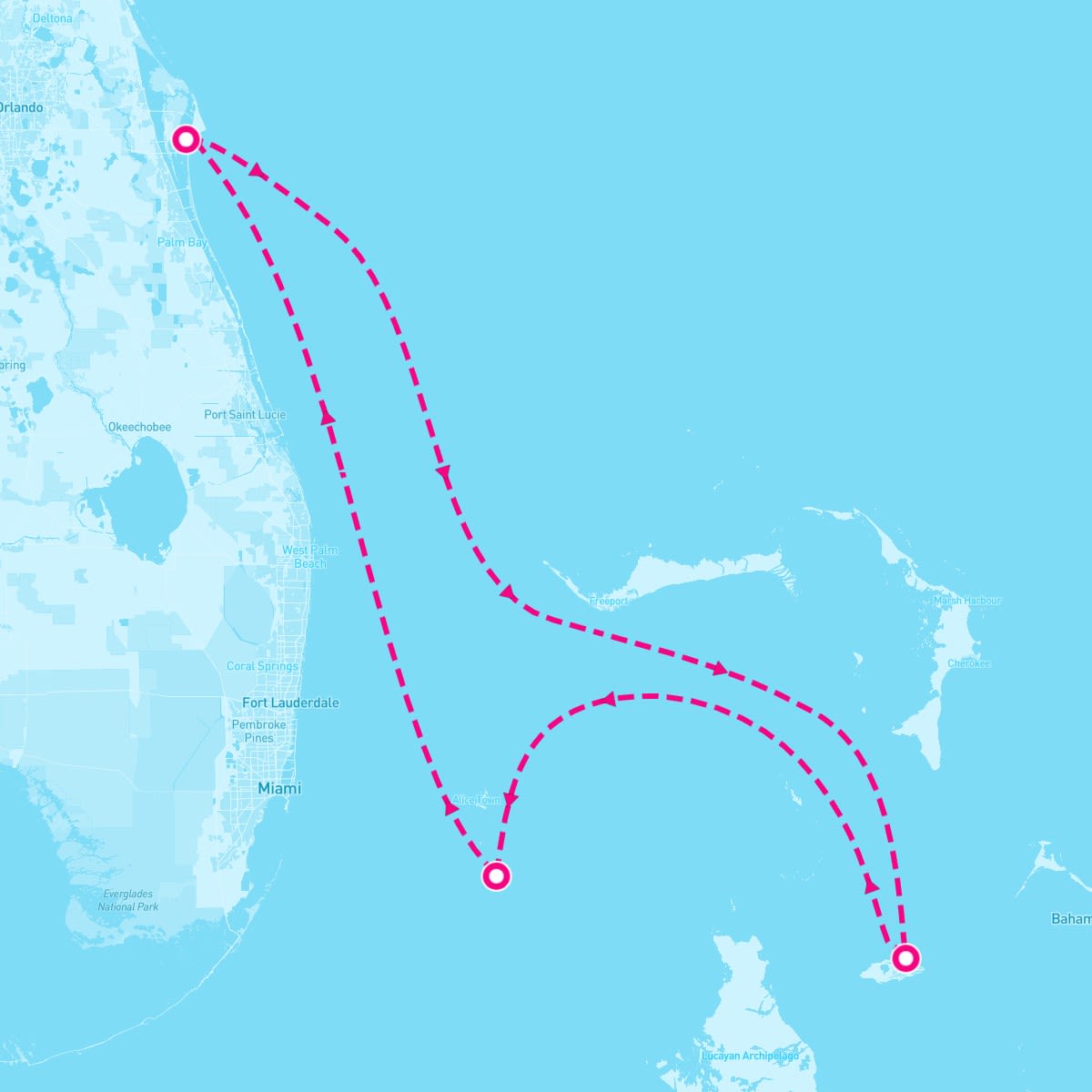 MSC Seashore itinerary map for December 4, 2025 (3 nights)