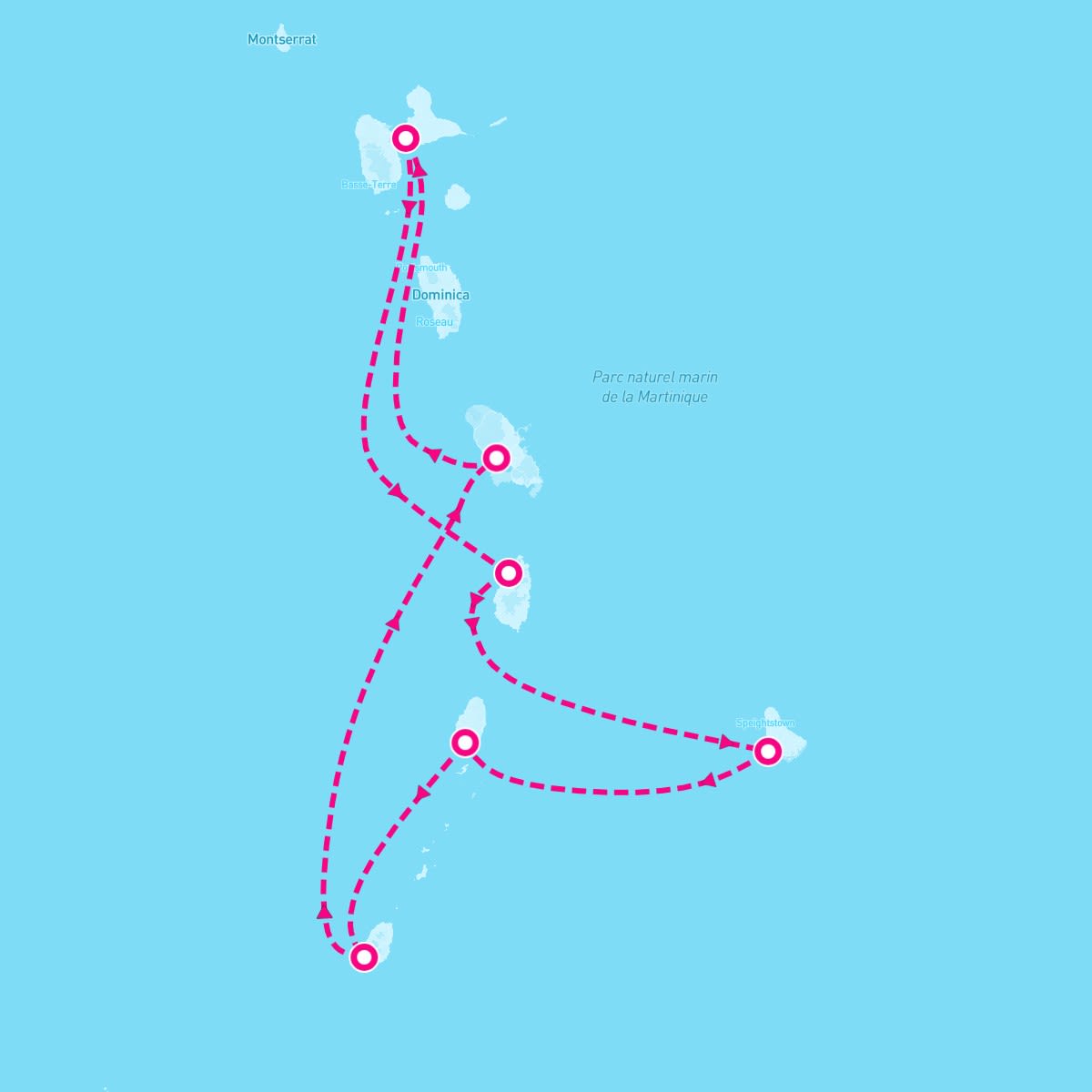 MSC Seaside itinerary map for January 6, 2024 (7 nights)