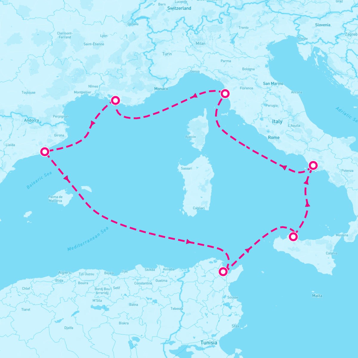 MSC Seaside itinerary map for April 27, 2025 (7 nights)