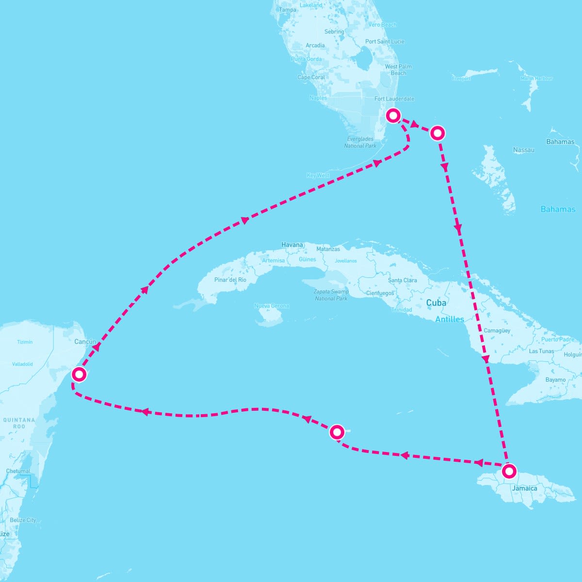 MSC Seaside itinerary map for December 28, 2026