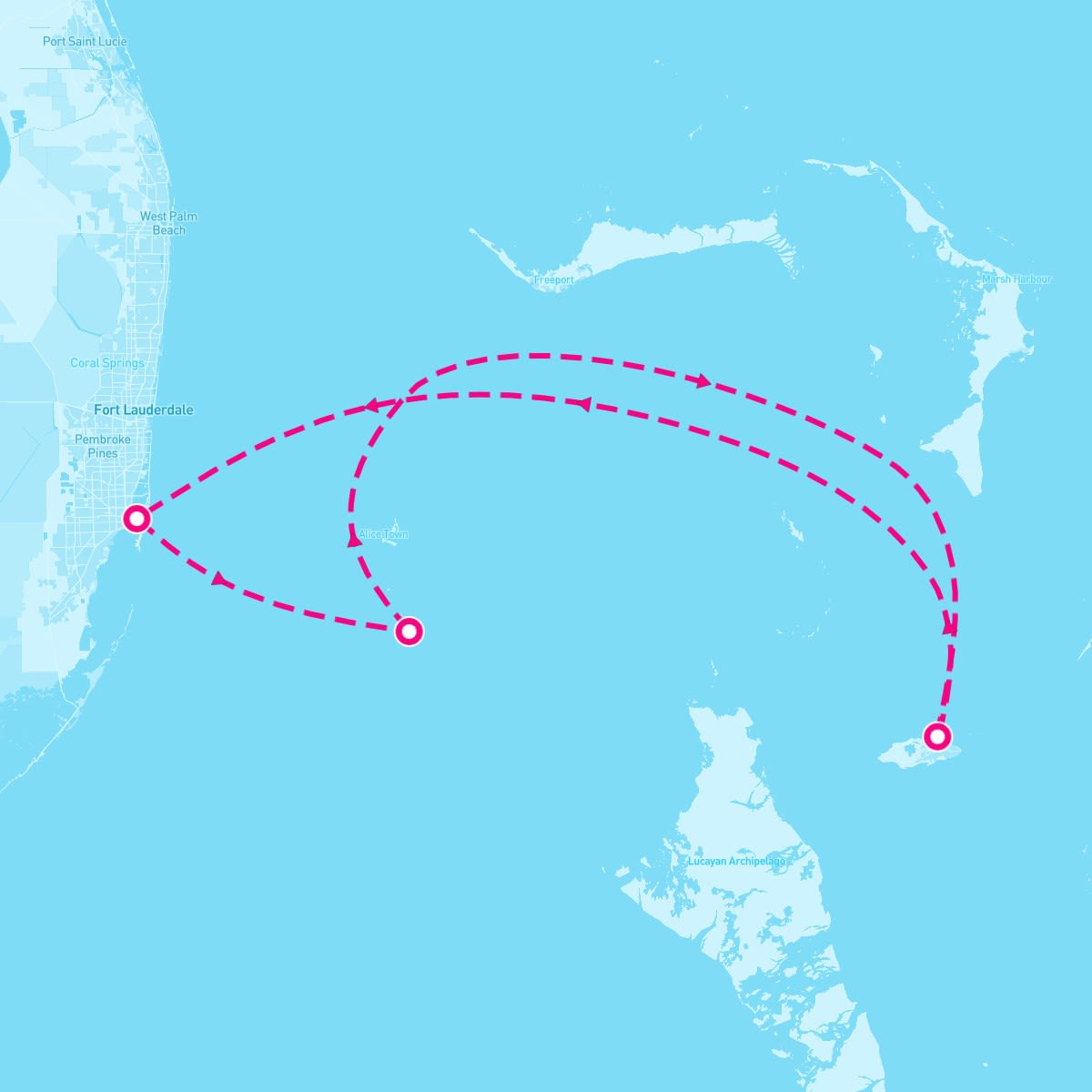 MSC Seaside itinerary map for March 6, 2028