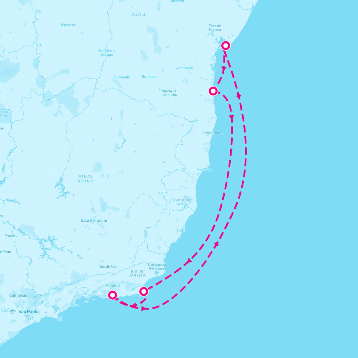 MSC Seaview itinerary map for January 7, 2024 (6 nights)
