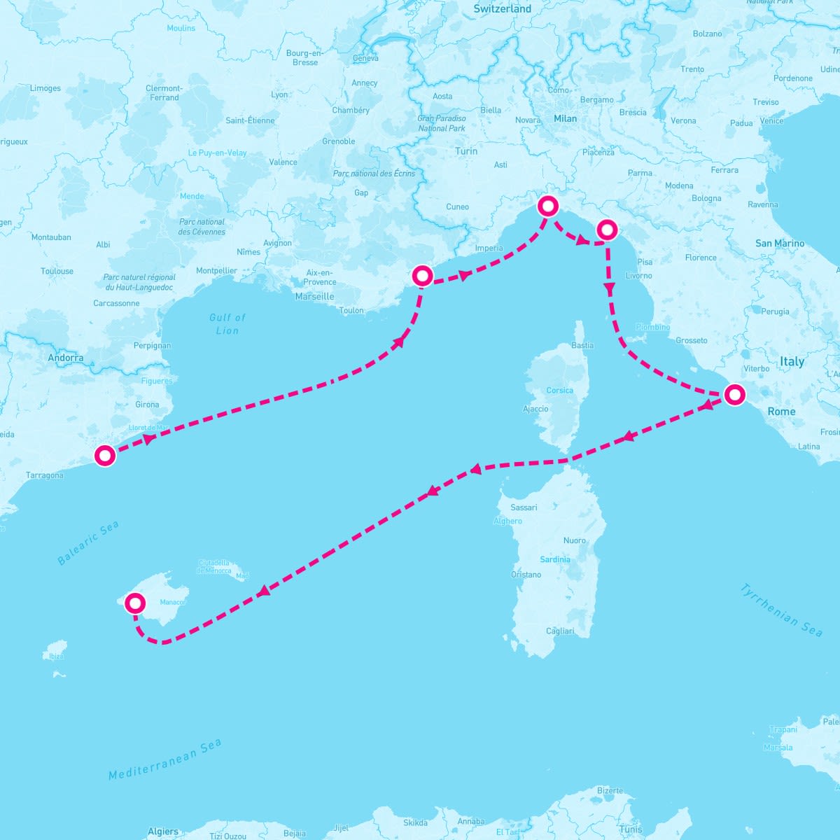MSC Seaview itinerary map for April 13, 2024 (6 nights)