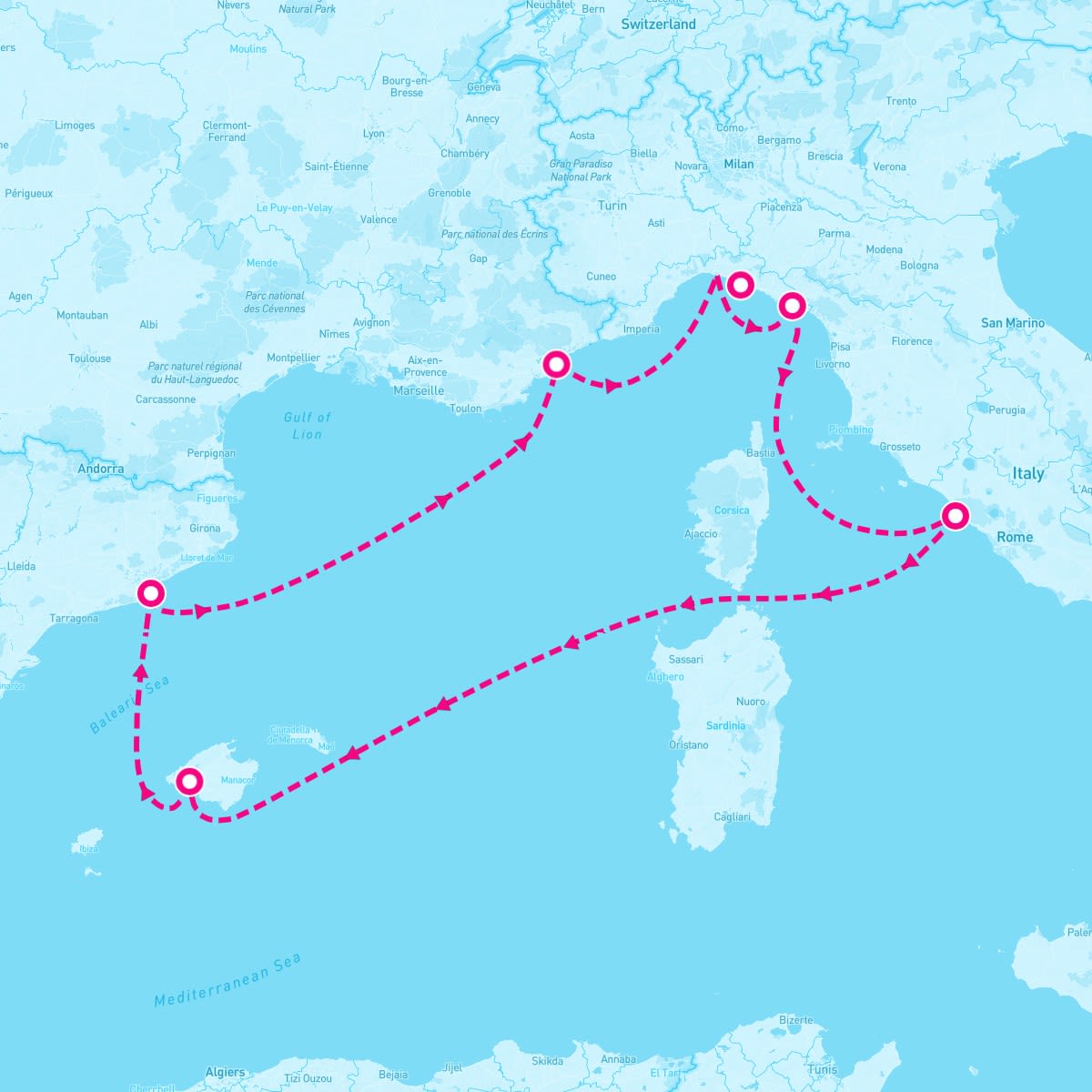 MSC Seaview itinerary map for August 31, 2024 (7 nights)